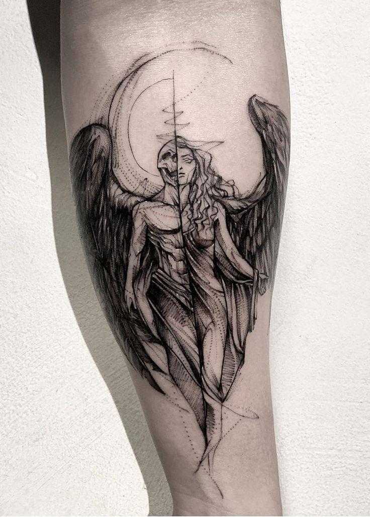 Тату ангел👼🏼 хранитель для мужчин и девушек - на спине, руке