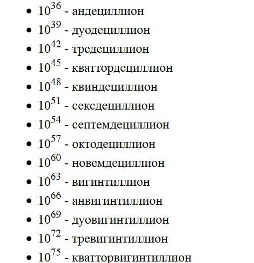 Самые большие числа и какое число идет после гугла