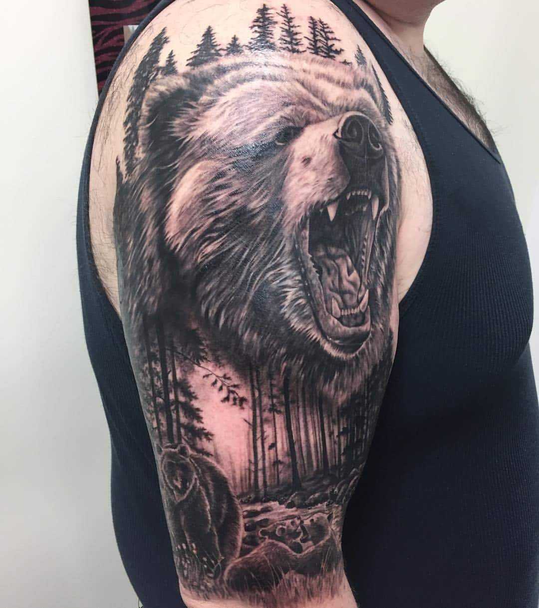 Tattoo • тату медведь: популярные стили и композиции