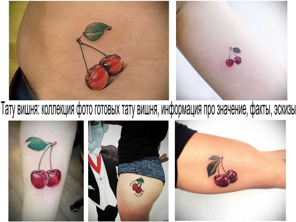 Тату вишенки, цвет, стиль, техника, размеры и участок тела